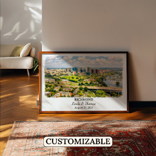 Póster Cartel de Richmond Virginia, Acuarela, Personaliza