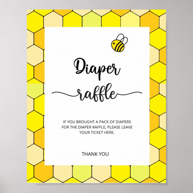 Póster cartel de rifa de pañales de abeja (Frente)