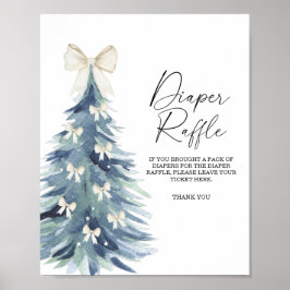 Póster cartel de rifa de pañales de árbol de Navidad