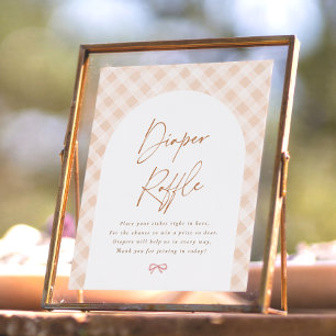 Póster Cartel de rifa de pañales Gingham Cutie Pie Baby S