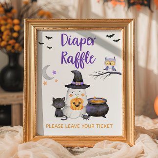 Póster Cartel de rifa de pañales Little Boo Neutral Hallo