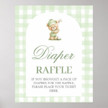 Cartel de rifa de pañales para baby shower de golf