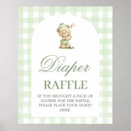 Póster Cartel de rifa de pañales para baby shower de golf