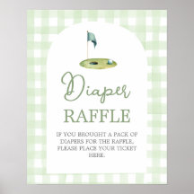 Cartel de rifa de pañales para baby shower de golf