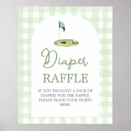 Póster Cartel de rifa de pañales para baby shower de golf