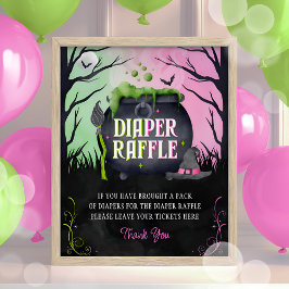 Póster Cartel de rifa de pañales para baby shower de Hall
