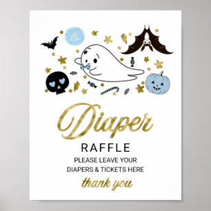 Póster Cartel de rifa de pañales para baby shower de Hall
