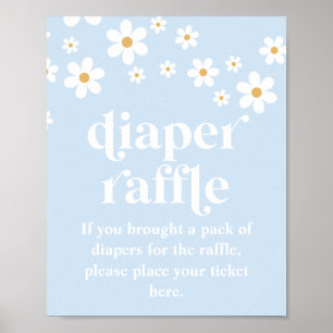 Póster Cartel de rifa de pañales para baby shower de marg