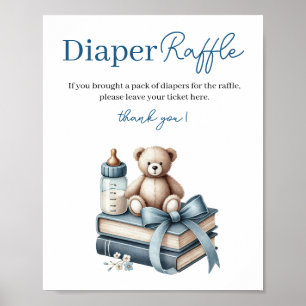 Póster Cartel de rifa de pañales para baby shower de osit