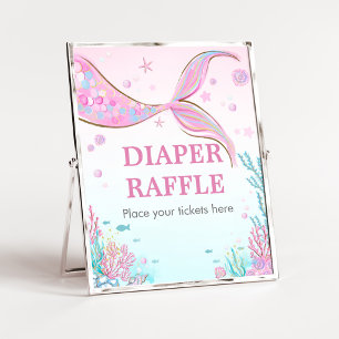 Póster Cartel de rifa de pañales para baby shower de sire