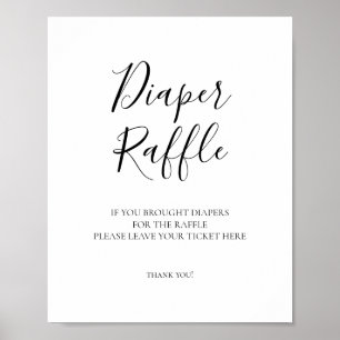 Póster Cartel de rifa de pañales para baby shower minimal