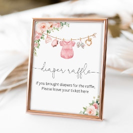 Póster Cartel de rifa de pañales para ropa de bebé