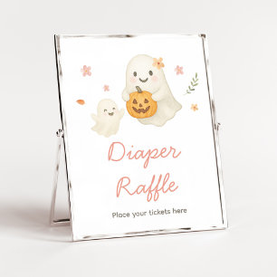 Póster Cartel de Rifas de Pañales de Halloween Pink Littl