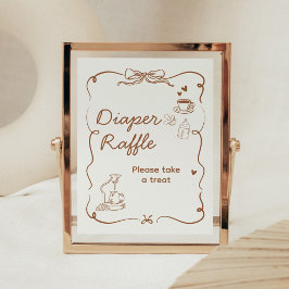 Póster Cartel de Rifas de Pañales para Baby Shower de Caf
