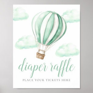 Póster Cartel de Rifas de Pañales para Baby Shower de Glo