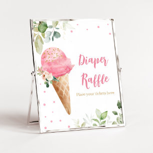 Póster Cartel de Rifas de Pañales para Baby Shower de Hel