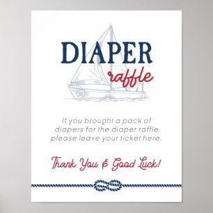 Póster Cartel de Rifas de Pañales para Ducha Náutica de N