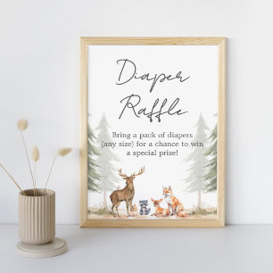 Póster Cartel de Rifas de Pañales para Fiesta de Bebé Ave