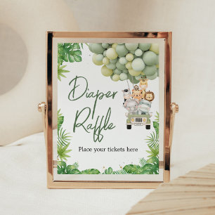 Póster Cartel de Rifas de Pañales para Safari de Niño en