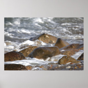 Póster Cartel de rocas y olas en Rhode Island