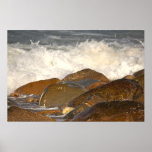 Póster Cartel de Rocas y Olas en Rhode Island