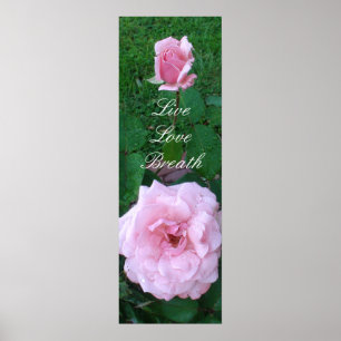Póster Cartel de Rosas Rosadas en la Lluvia, Vive, Ama, R