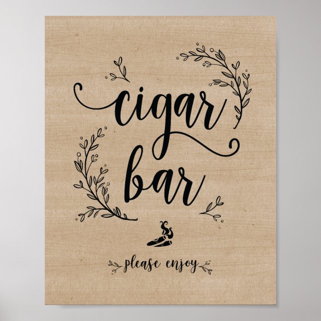 Póster Cartel de Rustic Vines Boda Cigar Bar (Frente)
