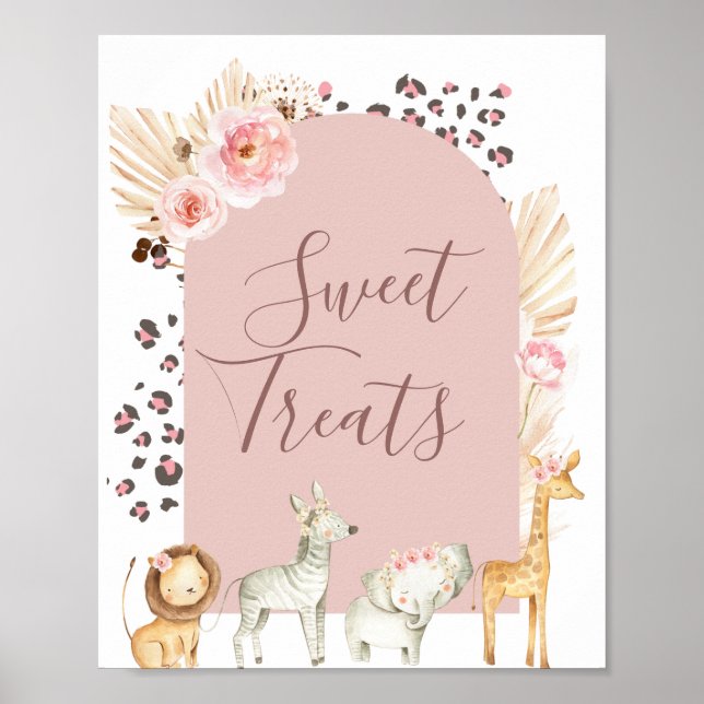 Póster Cartel de Safari Wild Animals acuarela Sweet Treat (Frente)