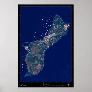 Póster cartel de satélite de Guam foto mapa impreso