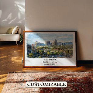 Póster Cartel de Scottsdale Arizona, Acuarela, Personaliz
