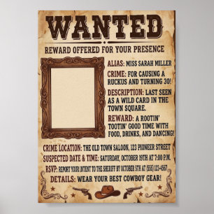 Póster Cartel de Se busca – Estilo Vaquero Occidental Ant