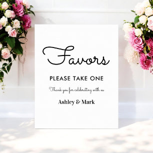 Póster Cartel de señalización de favores para boda en bla