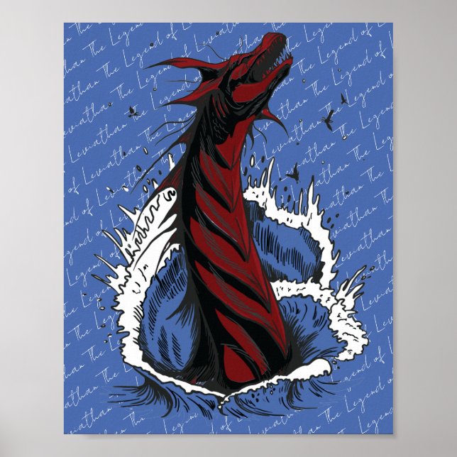 Póster Cartel de Serpiente Monstruo del Mar Rojo olas del (Frente)