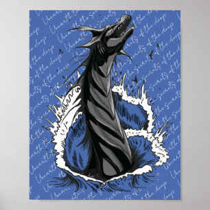 Póster Cartel de Serpiente Monstruo Marino Gris Olas del