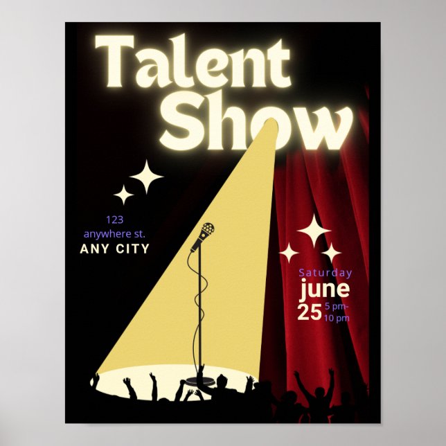 Póster Cartel de Show de Talentos, Cartel de Espectáculo, (Frente)
