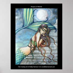 Póster Cartel de sirena de los sueños de Atlántida