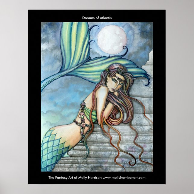 Póster Cartel de sirena de los sueños de Atlántida (Frente)
