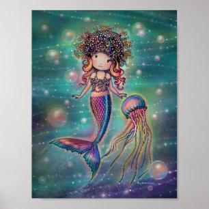 Póster Cartel de Sirena y Medusa Adorable Molly Harrison