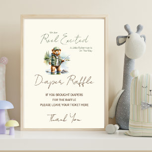 Póster Cartel de Sorteo de Pañales Excited Baby Shower
