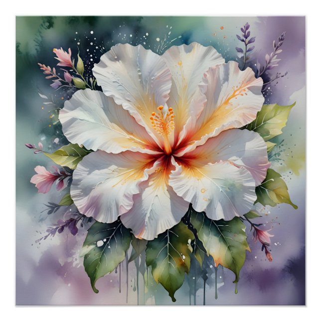 Póster cartel de sueño de hibisco blanco (Anverso)