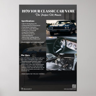 Póster Cartel de tablero de exposición de coches clásicos