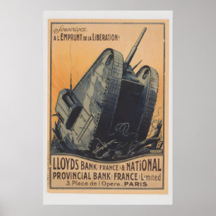 Póster Cartel de Tanque Francés de la Primera Guerra Mund