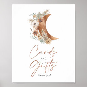 Póster Cartel de Tarjetas y Regalos Boho sobre la luna