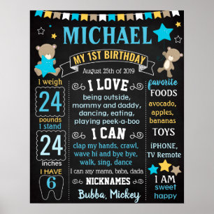 Póster Cartel de Teddy Bear First Birkday