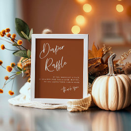 Póster Cartel de Terracotta Boho Baby Shower Diaper Raffl