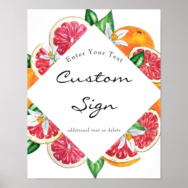 Póster  Cartel de texto personalizado de cítricos (Frente)