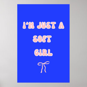 Póster Cartel de tipografía estética de Soft Girl azul y 