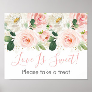 Póster Cartel de Tratamiento de Ducha de Novia Floral Ros