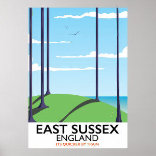 Póster Cartel de tren de East Sussex, Inglaterra