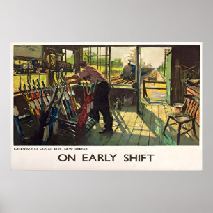 Póster Cartel de tren de vapor de British Railways Turno 